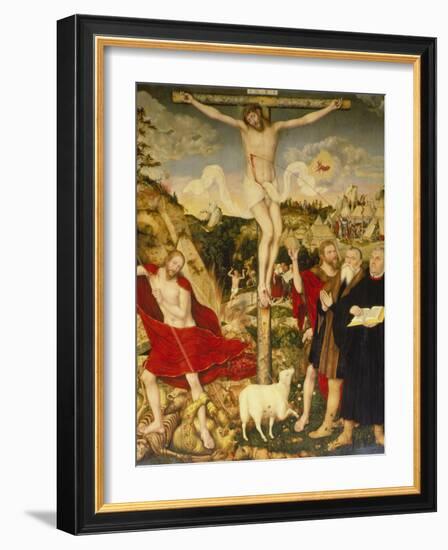 Altar Der Peter- Und Paulkirche in Weimar. Mitteltafel: Christus Am Kreuz-Lucas Cranach the Elder-Framed Giclee Print