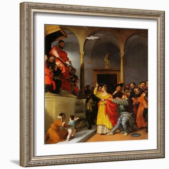 Altar of St. Lucia. Saint Lucia before the Judge-Lorenzo Lotto-Framed Giclee Print