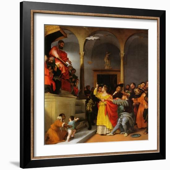 Altar of St. Lucia. Saint Lucia before the Judge-Lorenzo Lotto-Framed Giclee Print