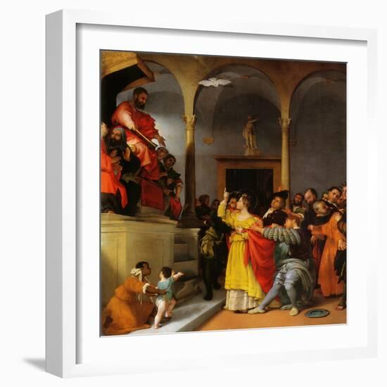 Altar of St. Lucia. Saint Lucia before the Judge-Lorenzo Lotto-Framed Giclee Print