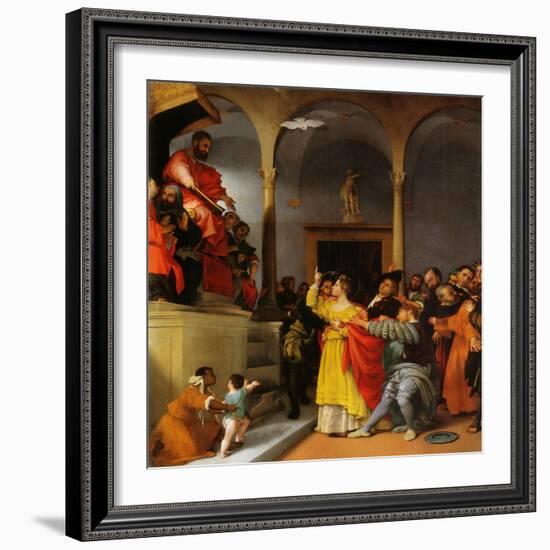 Altar of St. Lucia. Saint Lucia before the Judge-Lorenzo Lotto-Framed Giclee Print