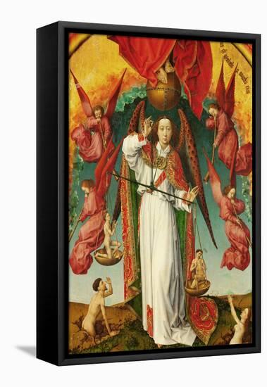 Altar of The Last Judgement, detail. The Archangel Michael weighing souls, 1434-Rogier van der Weyden-Framed Premier Image Canvas