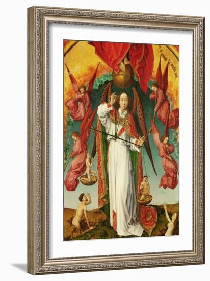 Altar of The Last Judgement, detail. The Archangel Michael weighing souls, 1434-Rogier van der Weyden-Framed Giclee Print