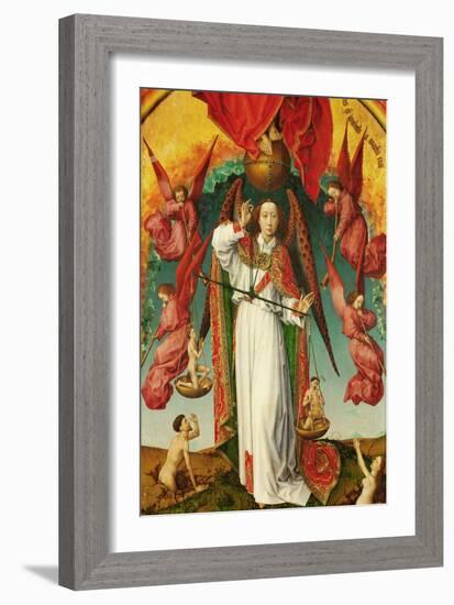 Altar of The Last Judgement, detail. The Archangel Michael weighing souls, 1434-Rogier van der Weyden-Framed Giclee Print