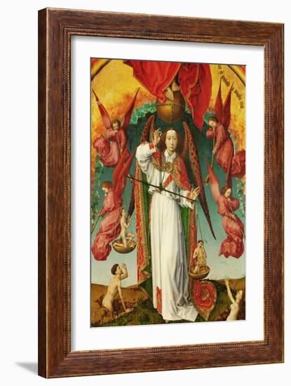 Altar of The Last Judgement, detail. The Archangel Michael weighing souls, 1434-Rogier van der Weyden-Framed Giclee Print