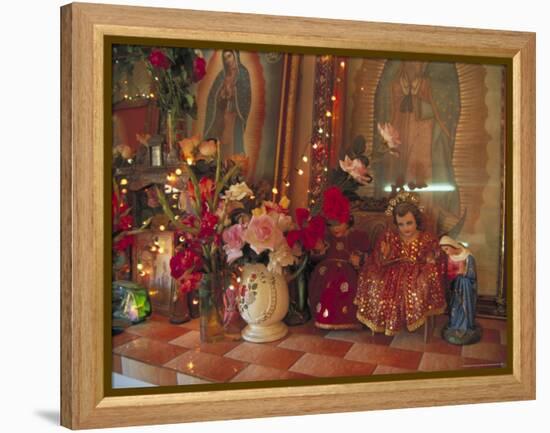 Altar with Candles, Flowers, and Spiritual Imagery for the Day of the Dead Celebration, Mexico-Judith Haden-Framed Premier Image Canvas