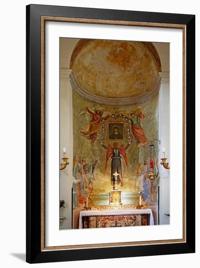 Altar with Painting of the Virgin Mary Surrounded by Angels-null-Framed Giclee Print