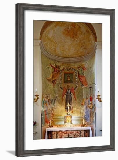 Altar with Painting of the Virgin Mary Surrounded by Angels-null-Framed Giclee Print