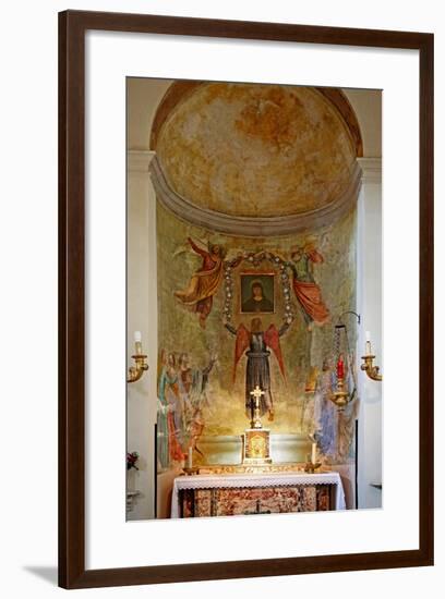 Altar with Painting of the Virgin Mary Surrounded by Angels-null-Framed Giclee Print