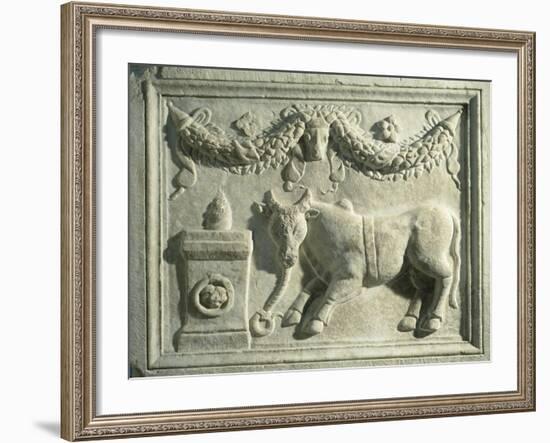 Altar with Relief Depicting Sacrifice of Bull-null-Framed Giclee Print
