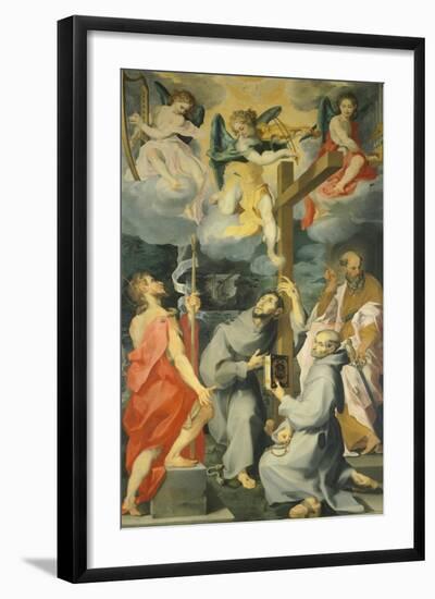 Altarpiece Depicting the Saints Baptist, Francis, Bernard and Paul in Ecstasy-Andrea Lilio-Framed Giclee Print