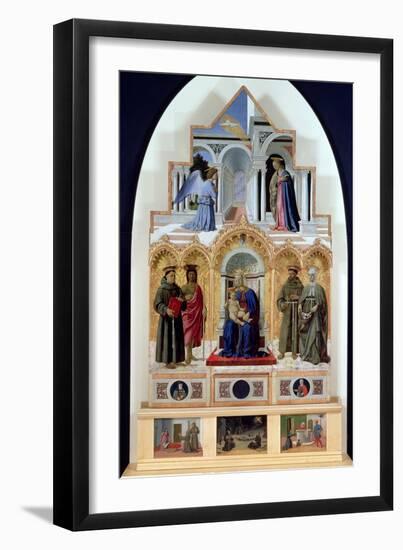 Altarpiece, Madonna and Child with Saints, Miracles of St. Anthony, St. Francis and St. Elizabeth-Piero della Francesca-Framed Giclee Print
