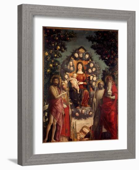 Altarpiece Trivulzio: the Holy Conversation. the Virgin and Christ, Surrounded by St.John the Bapti-Andrea Mantegna-Framed Giclee Print