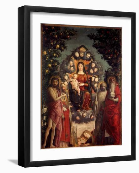 Altarpiece Trivulzio: the Holy Conversation. the Virgin and Christ, Surrounded by St.John the Bapti-Andrea Mantegna-Framed Giclee Print