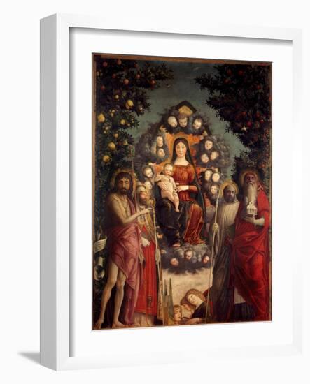 Altarpiece Trivulzio: the Holy Conversation. the Virgin and Christ, Surrounded by St.John the Bapti-Andrea Mantegna-Framed Giclee Print