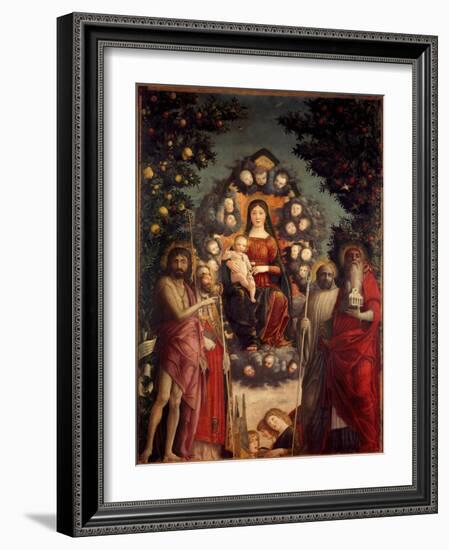 Altarpiece Trivulzio: the Holy Conversation. the Virgin and Christ, Surrounded by St.John the Bapti-Andrea Mantegna-Framed Giclee Print