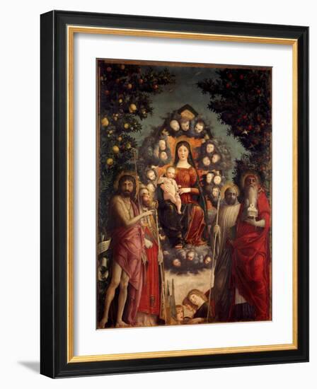 Altarpiece Trivulzio: the Holy Conversation. the Virgin and Christ, Surrounded by St.John the Bapti-Andrea Mantegna-Framed Giclee Print