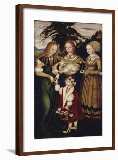 Altarpiece with the Martyrdom of Saint Catharine, Left Wing-Lucas Cranach the Elder-Framed Giclee Print