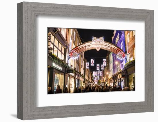 Alternative festive Christmas lights in Carnaby Street, Soho, London, England, United Kingdom, Euro-Fraser Hall-Framed Photographic Print