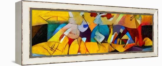 Alternative Reproductions of Famous Paintings by Picasso. Applied Abstract Style of Kandinsky. Desi-Hare Krishna-Framed Stretched Canvas