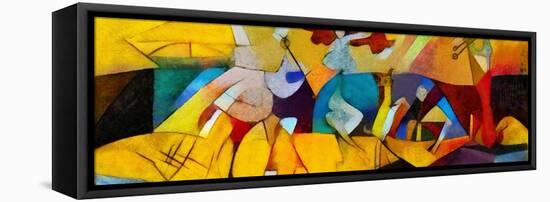 Alternative Reproductions of Famous Paintings by Picasso. Applied Abstract Style of Kandinsky. Desi-Hare Krishna-Framed Stretched Canvas
