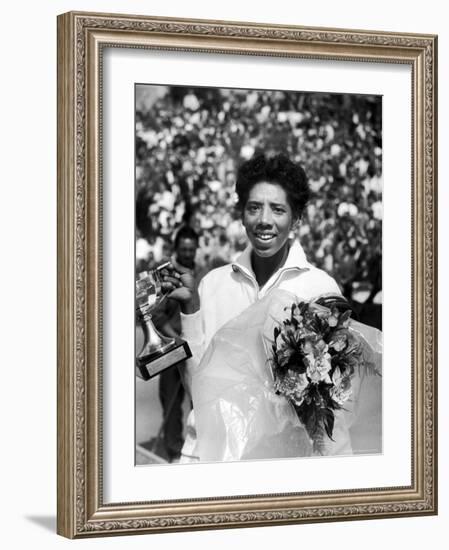 Althea Gibson Holding the Suzanne Lenglen Cup After Winning the French Title-Thomas D^ Mcavoy-Framed Premium Photographic Print