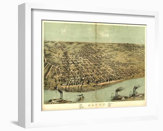 Alton, Illinois - Panoramic Map-Lantern Press-Framed Art Print