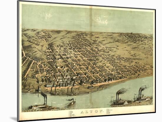 Alton, Illinois - Panoramic Map-Lantern Press-Mounted Art Print