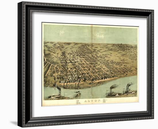 Alton, Illinois - Panoramic Map-Lantern Press-Framed Art Print