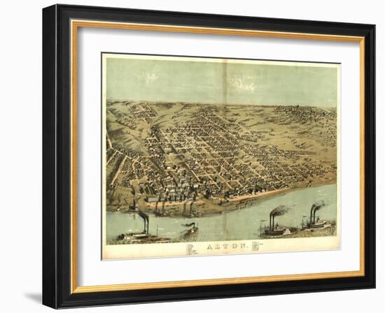 Alton, Illinois - Panoramic Map-Lantern Press-Framed Art Print