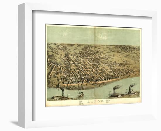 Alton, Illinois - Panoramic Map-Lantern Press-Framed Premium Giclee Print