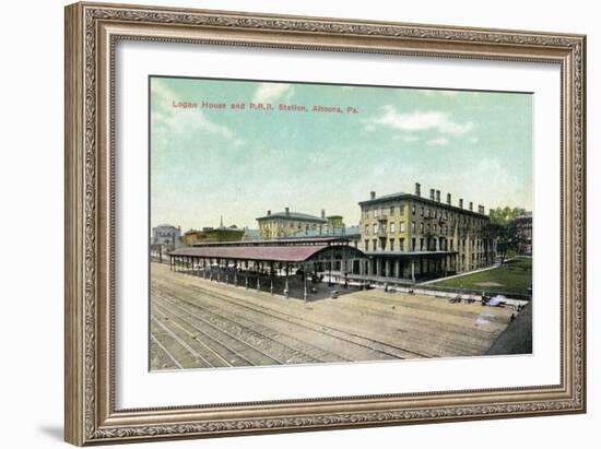 Altoona, Pennsylvania - Logan House and Pa Railroad Station Views-Lantern Press-Framed Art Print