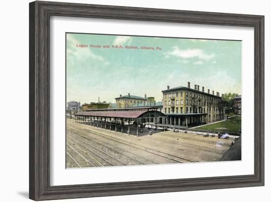 Altoona, Pennsylvania - Logan House and Pa Railroad Station Views-Lantern Press-Framed Art Print