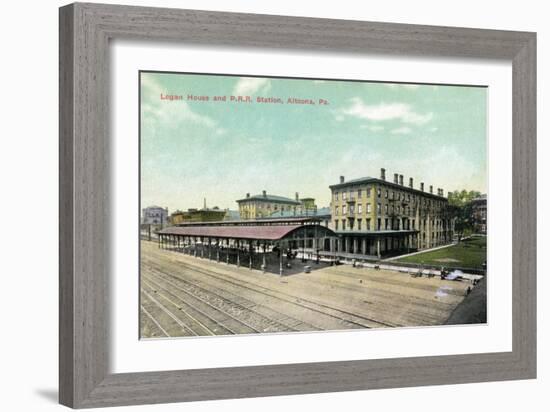 Altoona, Pennsylvania - Logan House and Pa Railroad Station Views-Lantern Press-Framed Art Print