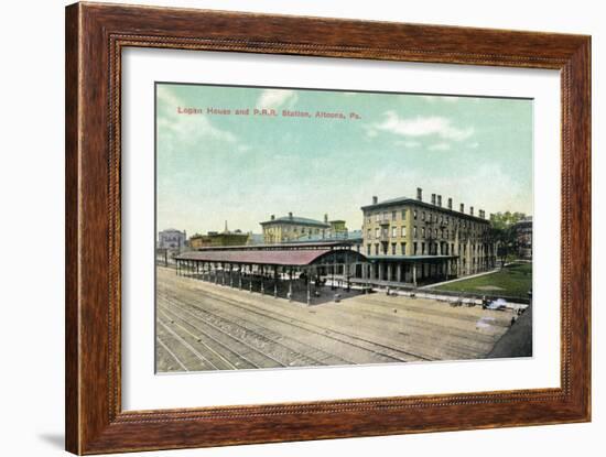 Altoona, Pennsylvania - Logan House and Pa Railroad Station Views-Lantern Press-Framed Art Print