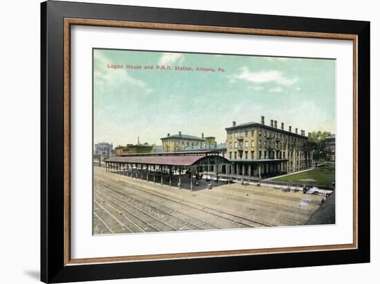 Altoona, Pennsylvania - Logan House and Pa Railroad Station Views-Lantern Press-Framed Art Print