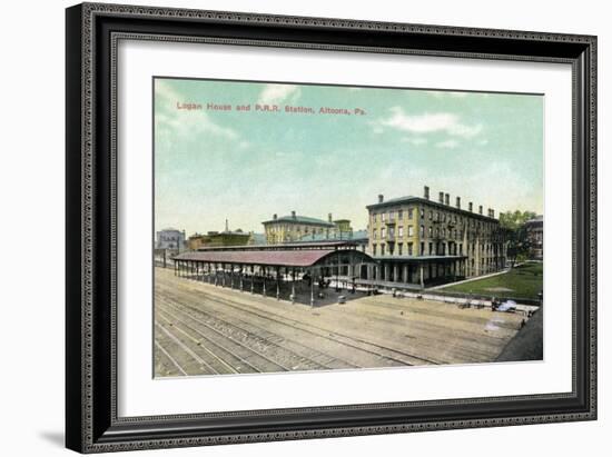 Altoona, Pennsylvania - Logan House and Pa Railroad Station Views-Lantern Press-Framed Art Print