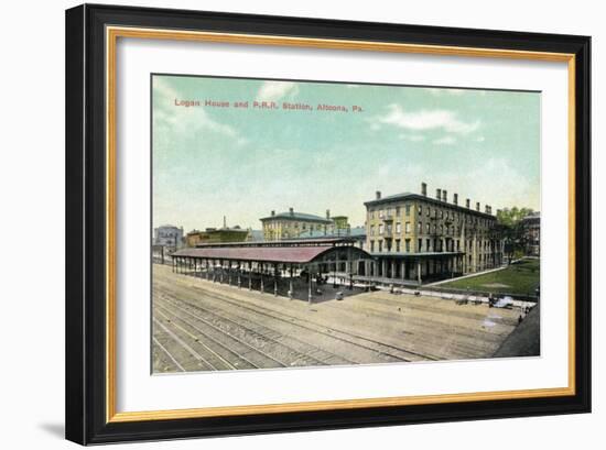 Altoona, Pennsylvania - Logan House and Pa Railroad Station Views-Lantern Press-Framed Art Print