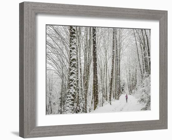 Alyson Dimmitt Gnam Trail Running in the Cascades.  Winter in Washington.-Steven Gnam-Framed Photographic Print