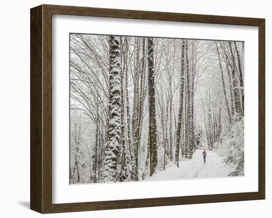 Alyson Dimmitt Gnam Trail Running in the Cascades.  Winter in Washington.-Steven Gnam-Framed Photographic Print