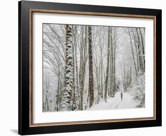 Alyson Dimmitt Gnam Trail Running in the Cascades.  Winter in Washington.-Steven Gnam-Framed Photographic Print