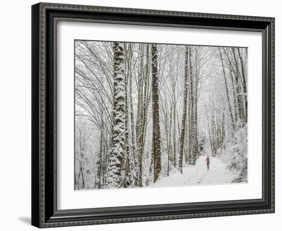 Alyson Dimmitt Gnam Trail Running in the Cascades.  Winter in Washington.-Steven Gnam-Framed Photographic Print