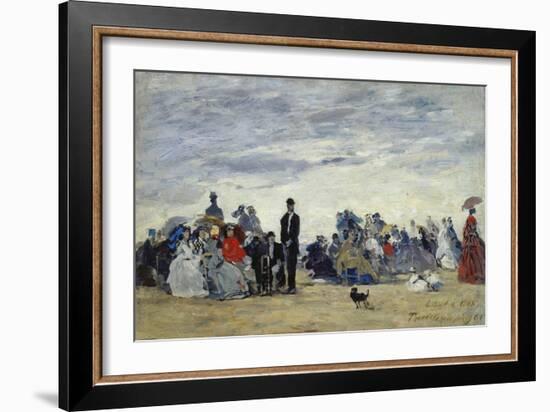 Am Strand Von Trouville, 1865-Eug?ne Boudin-Framed Giclee Print