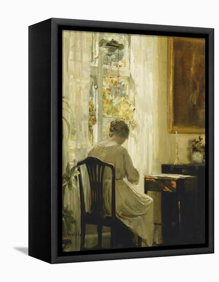 Am Wohnzimmerfenster-Carl Holsoe-Framed Premier Image Canvas