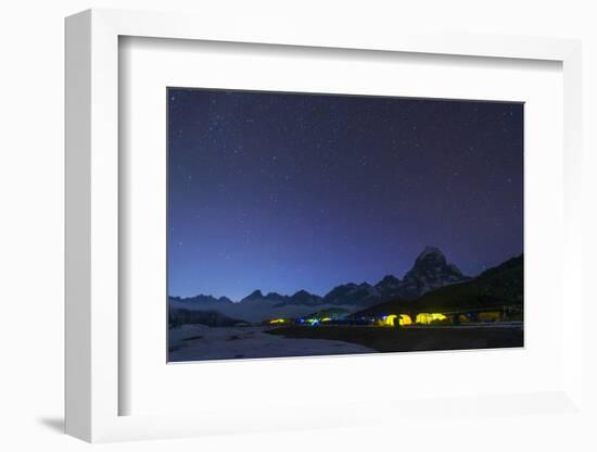 Ama Dablam Base Camp in the Everest Region Glows at Twilight, Himalayas, Nepal, Asia-Alex Treadway-Framed Photographic Print