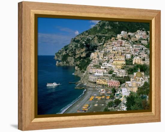 Amalfi Coast, Coastal View and Village, Positano, Campania, Italy-Steve Vidler-Framed Premier Image Canvas