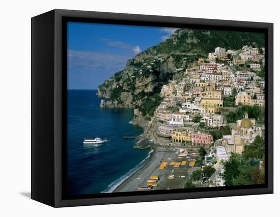 Amalfi Coast, Coastal View and Village, Positano, Campania, Italy-Steve Vidler-Framed Premier Image Canvas