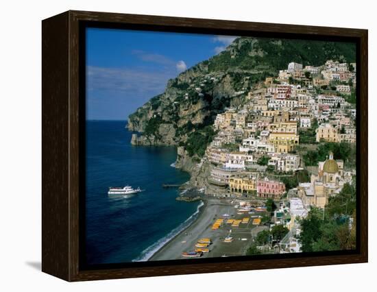 Amalfi Coast, Coastal View and Village, Positano, Campania, Italy-Steve Vidler-Framed Premier Image Canvas