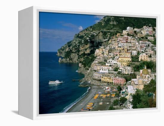 Amalfi Coast, Coastal View and Village, Positano, Campania, Italy-Steve Vidler-Framed Premier Image Canvas