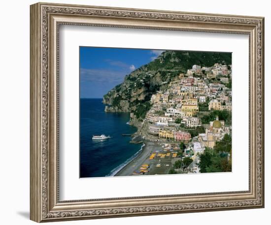 Amalfi Coast, Coastal View and Village, Positano, Campania, Italy-Steve Vidler-Framed Photographic Print